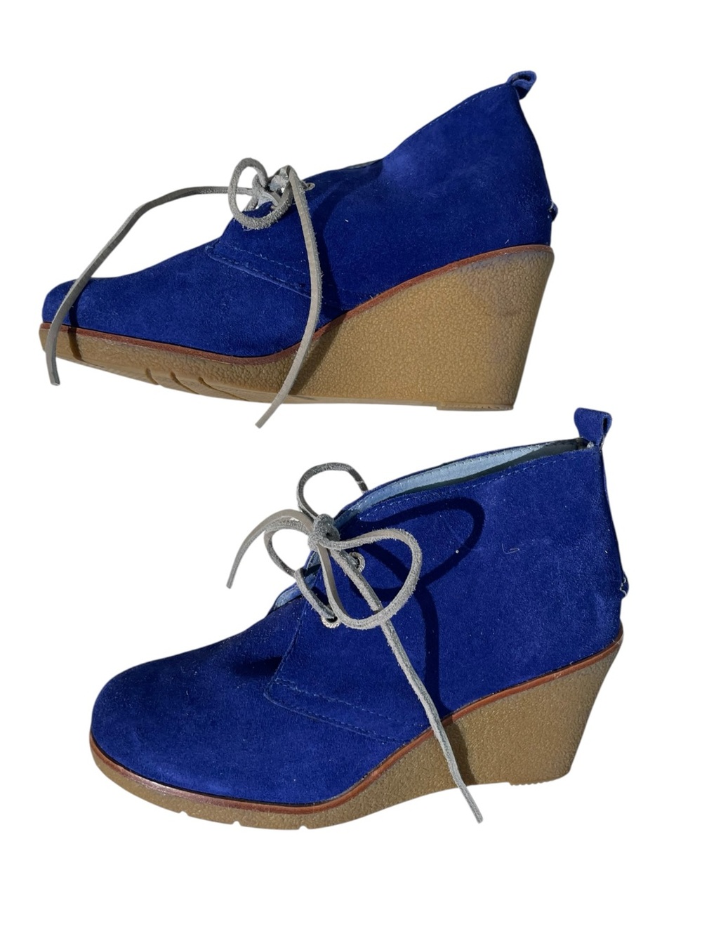 Sperry Wedge Ankle Booties Blue Suede Shoes Lace-Up Women's 6.5 Chelsea Boots